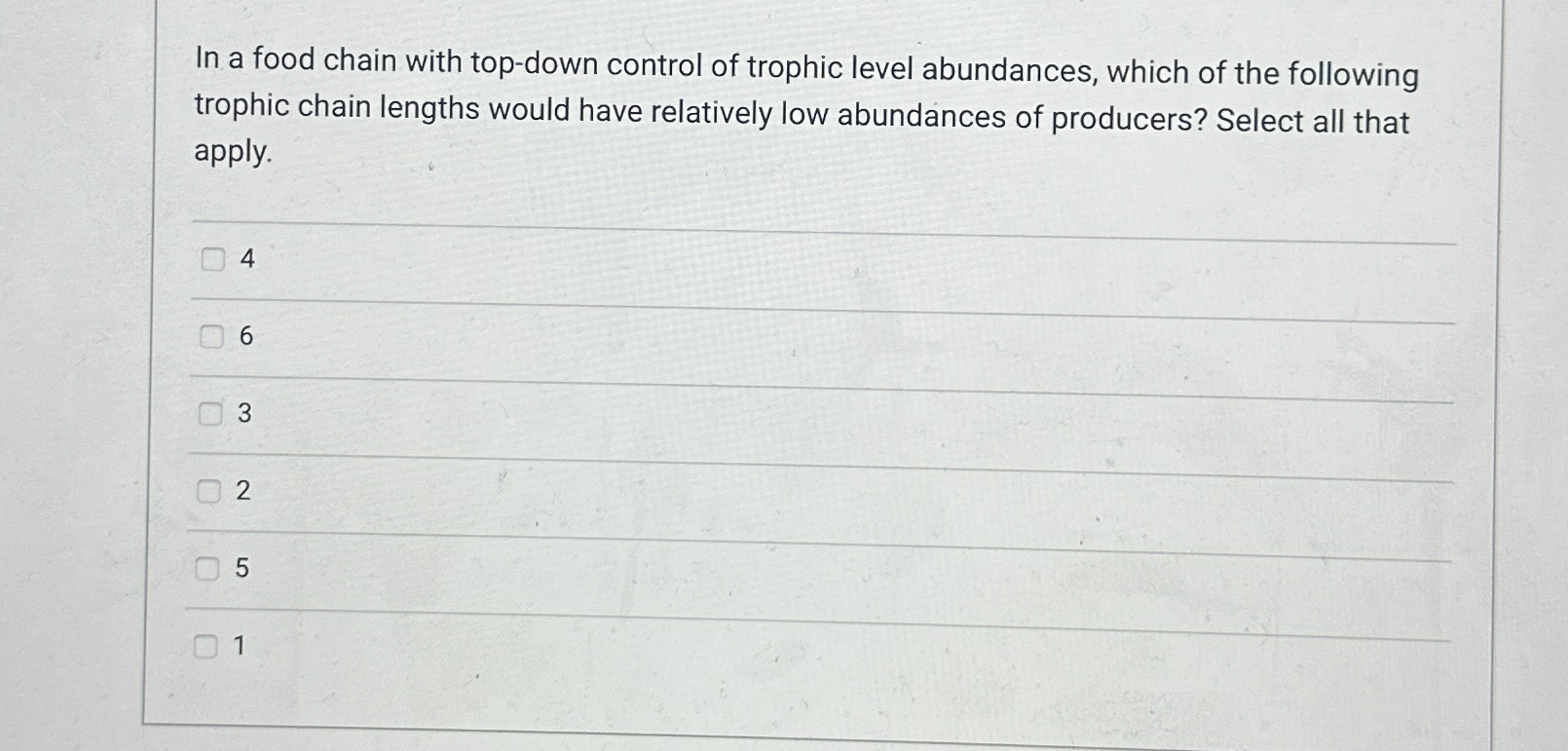 Solved In a food chain with topdown control of trophic