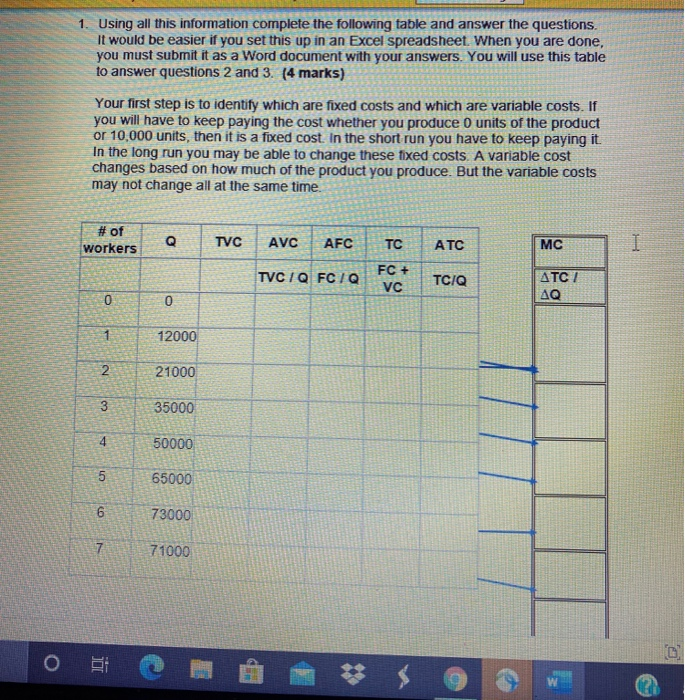 1. Using all this information complete the following | Chegg.com