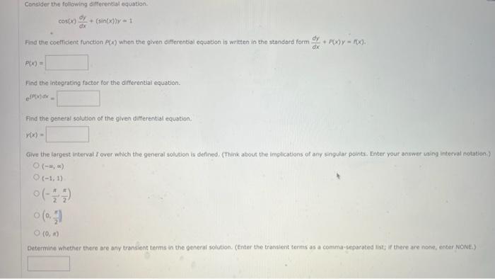 Solved Consider the following differential equation. | Chegg.com