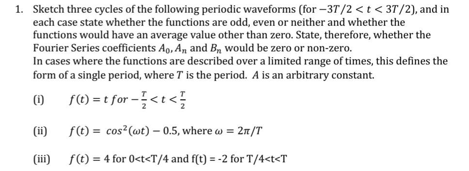 1. Sketch three cycles of the following periodic | Chegg.com