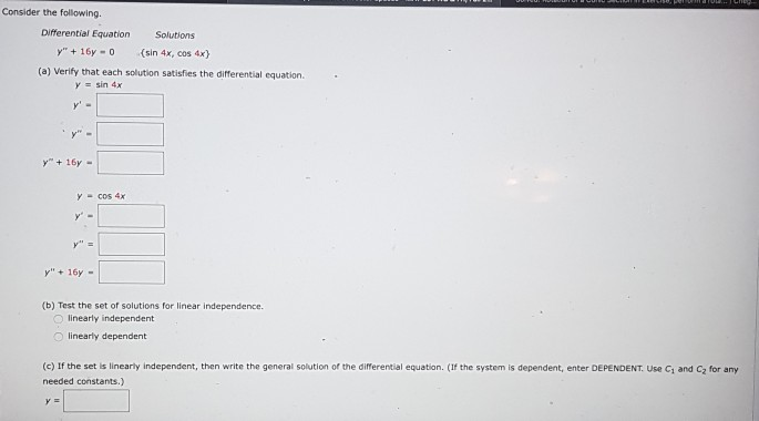 Solved Consider the following. Differential Equation | Chegg.com