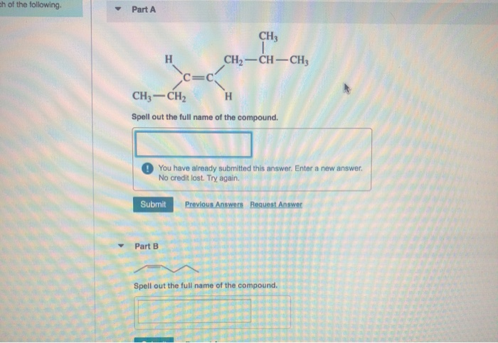 Solved Oh Of The Following Part A CH3 CH2 - CH-CH3 CH3 -CH2H | Chegg.com