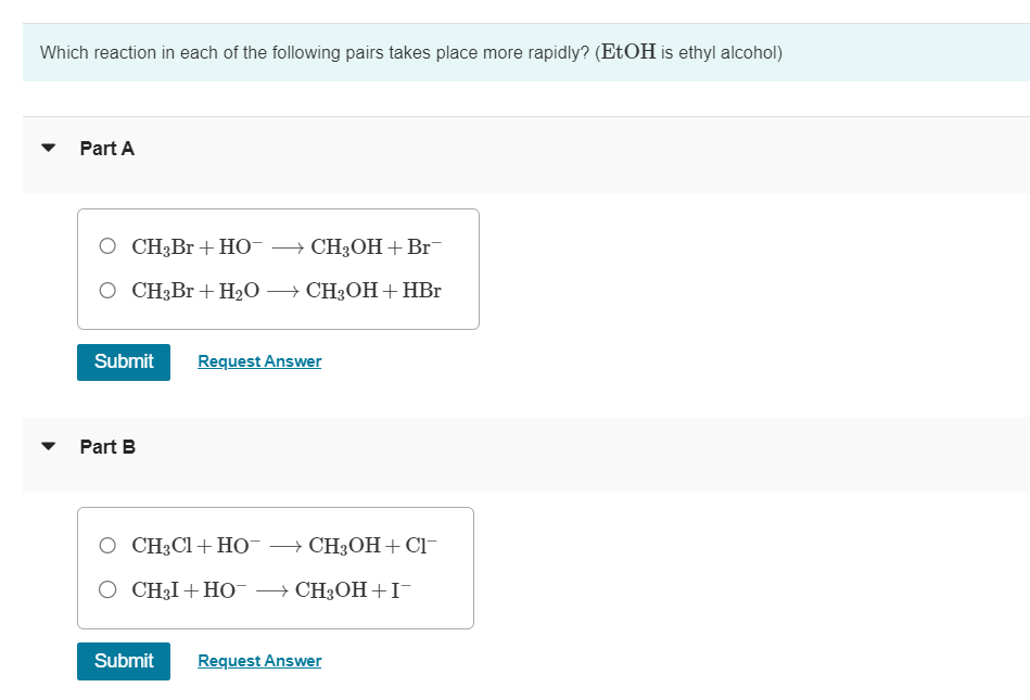 Solved Which reaction in each of the following pairs takes | Chegg.com