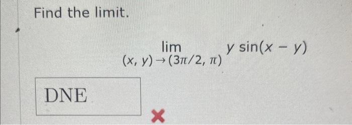 Find the limit. \[ \lim _{(x, y) \rightarrow(3 \pi / 2, \pi)} y \sin (x-y) \]