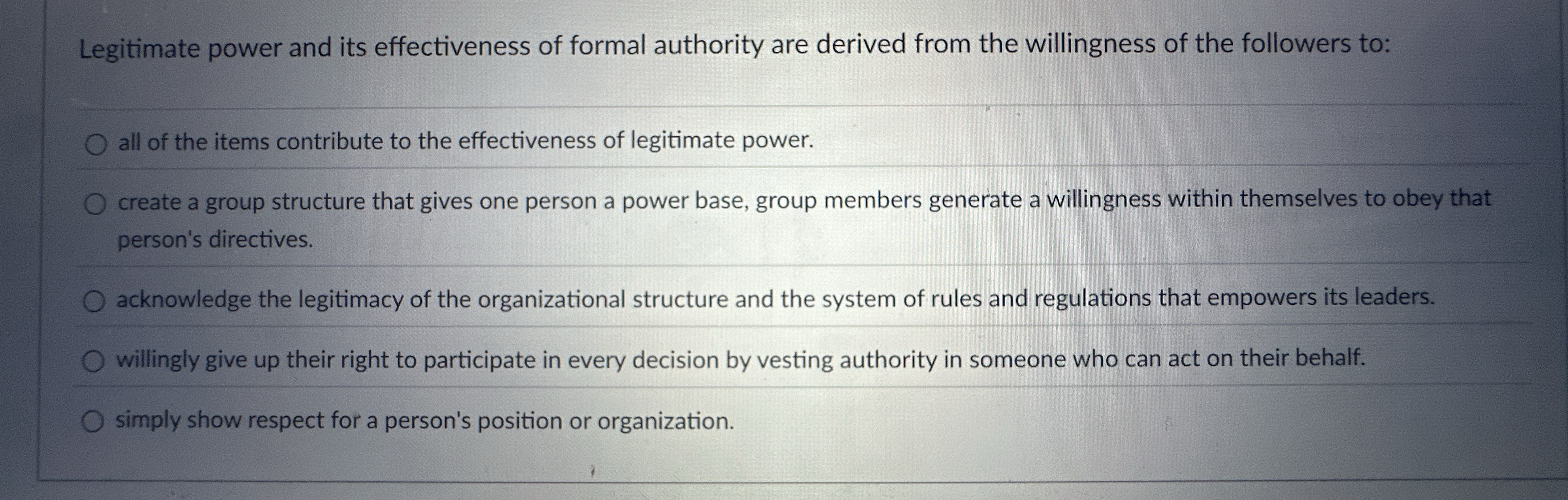 Solved Legitimate power and its effectiveness of formal