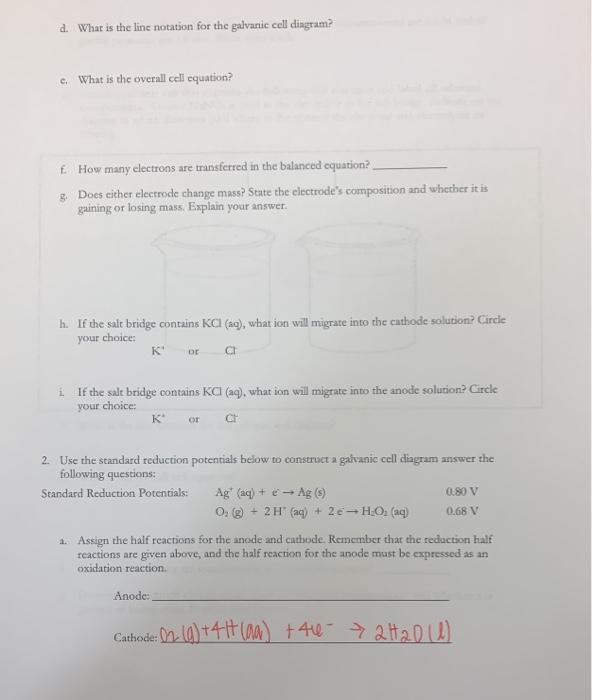 Solved d. What is the line notation for the galvanic cell | Chegg.com