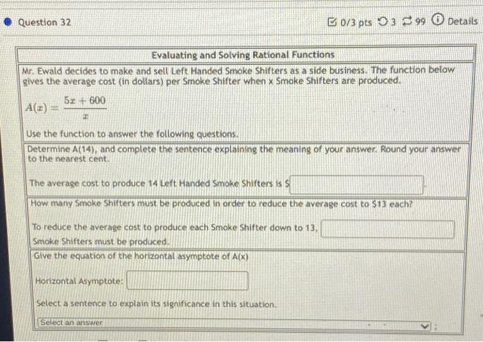 Solved Evaluating and Solving Rational Functions Mr. Ewald | Chegg.com