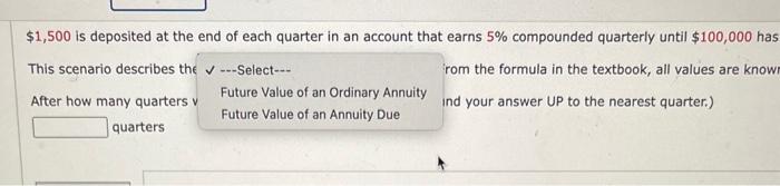 Solved $1,500 is deposited at the end of each quarter in an | Chegg.com