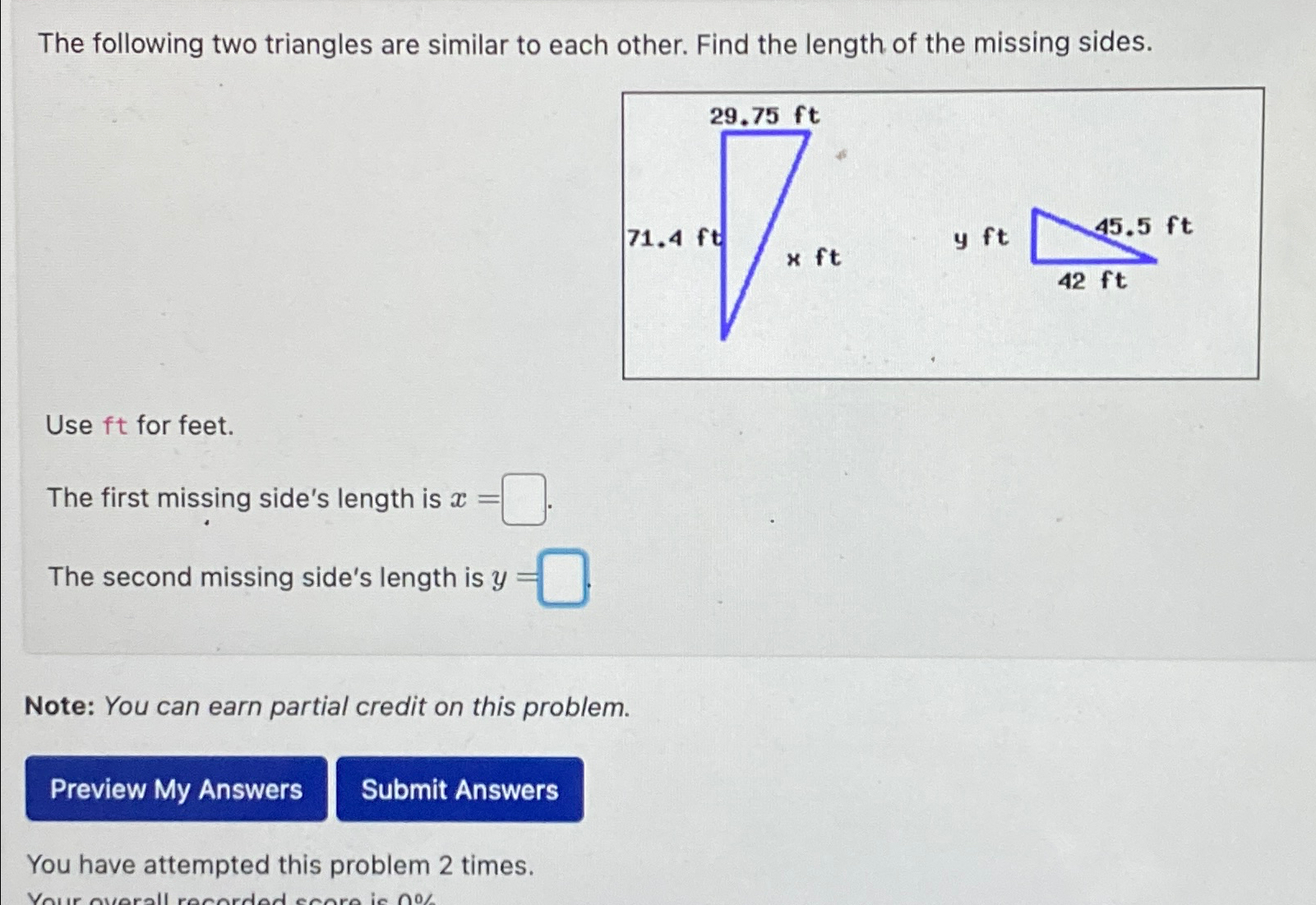 Solved The following two triangles are similar to each | Chegg.com