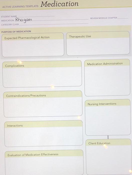 Medication ACTIVE LEARNING TEMPLATE: REVIEW MODULE | Chegg.com