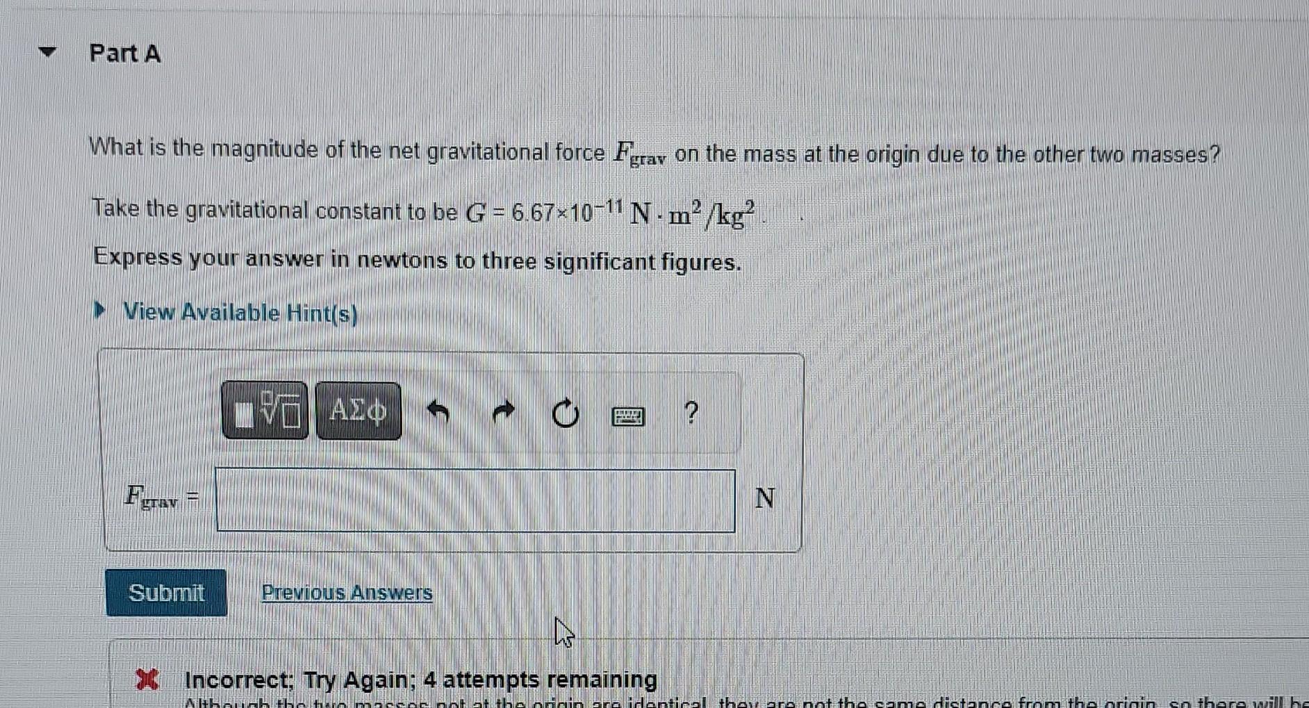 solved-three-identical-very-dense-masses-of-5200-kg-each-are-chegg