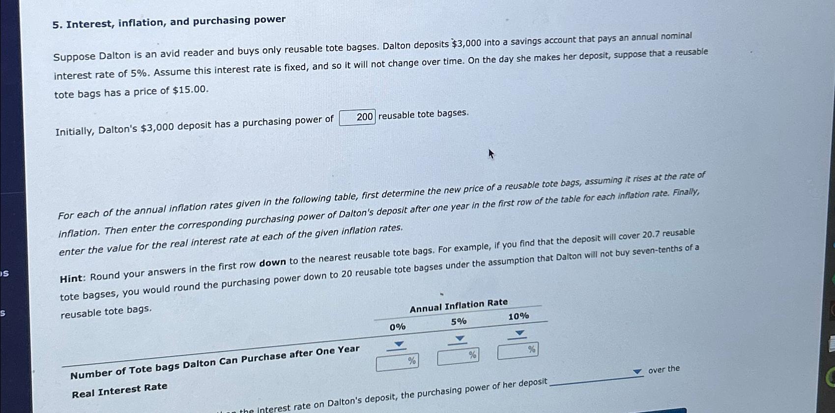 Solved Interest inflation and purchasing power interest Chegg