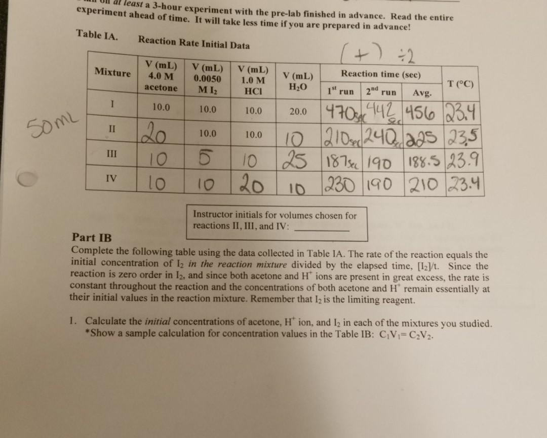 2. Calculate the reaction rates for each | Chegg.com