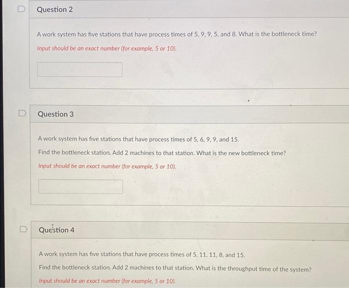 Solved A work system has five stations that have process | Chegg.com