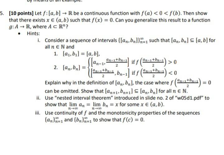 Solved 5. [10 Points] Let F: [a, B] → R Be A Continuous | Chegg.com