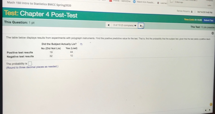 Solved Math 150 Intro to Statistics BMCC Spring 2020 Test: | Chegg.com