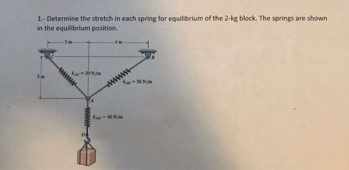 Solved 1.- Determine the stretch in each spring for | Chegg.com
