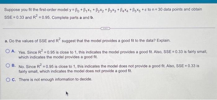 Solved Suppose You Fit The First-order Model | Chegg.com