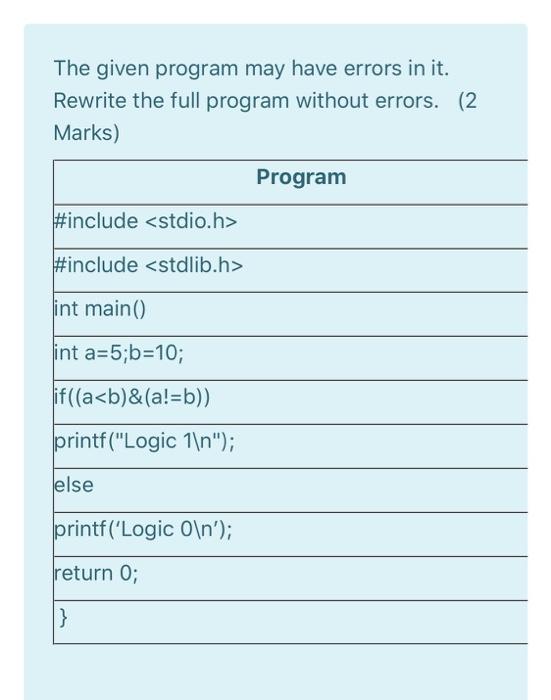 Solved The given program may have errors in it. Rewrite the | Chegg.com