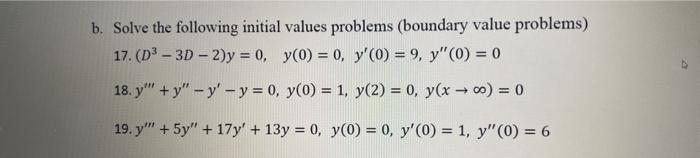 Solved b. Solve the following initial values problems | Chegg.com