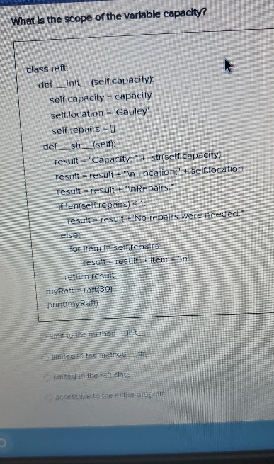 Solved What is the scope of the varlable capacity? class | Chegg.com