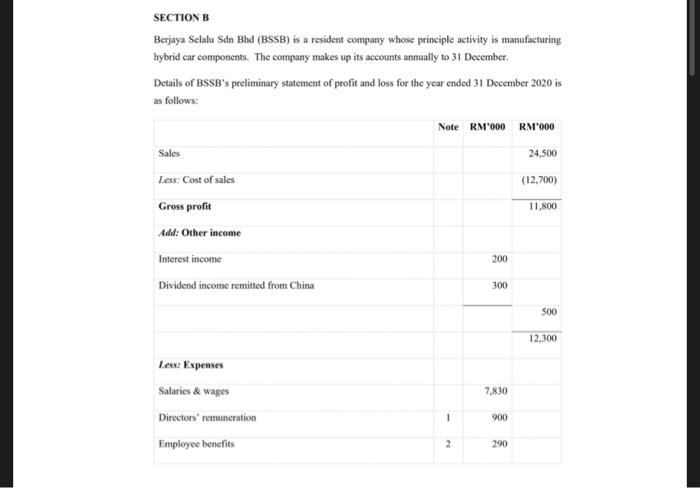 SECTION B Berjaya Selalu Sdn Bhd (BSSB) is a resident ...