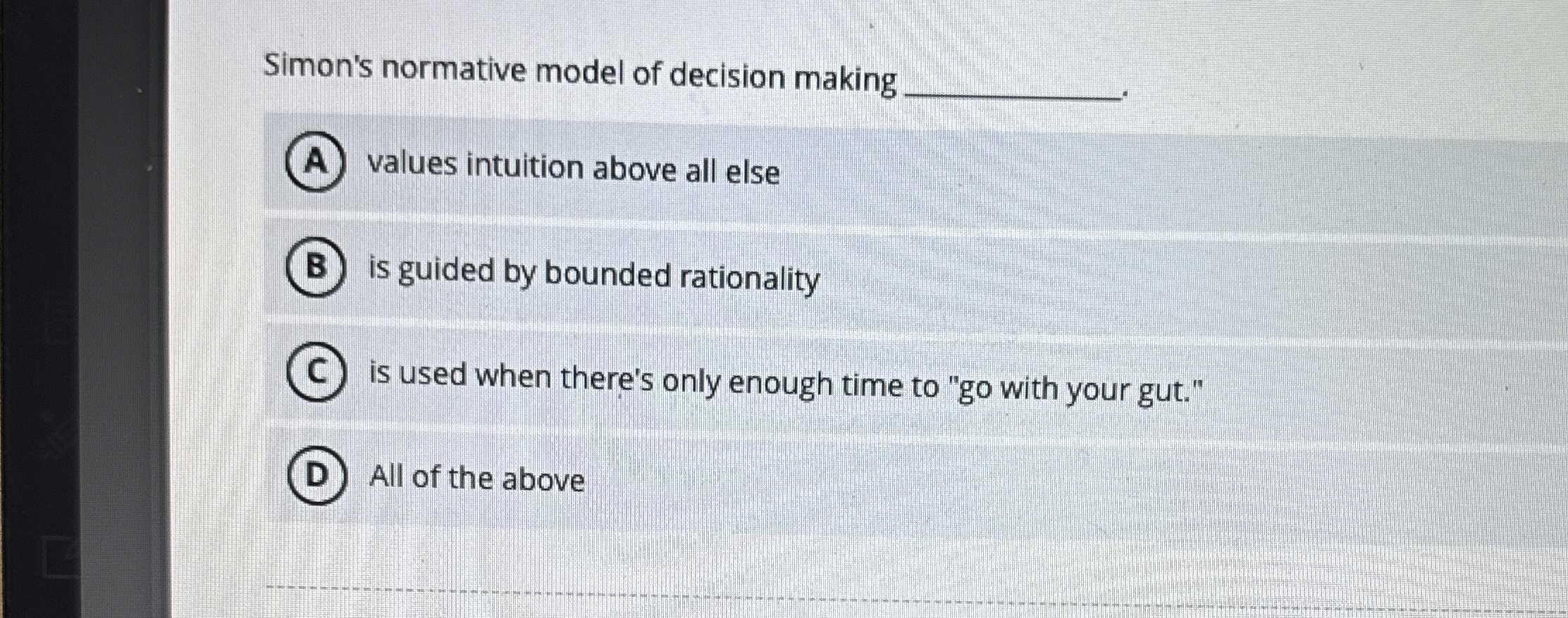 Solved Simon's normative model of decision makingvalues | Chegg.com