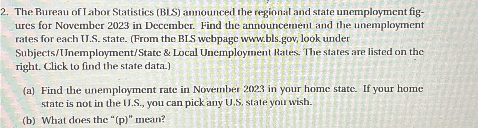 Solved The Bureau Of Labor Statistics (BLS) ﻿announced The | Chegg.com