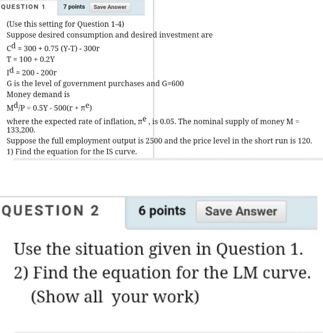 Solved QUESTION 1 7 points Save Answer (Use this setting for | Chegg.com