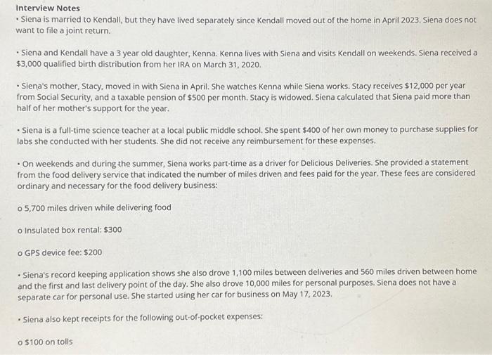 Solved Interview Notes Siena is married to Kendall, but