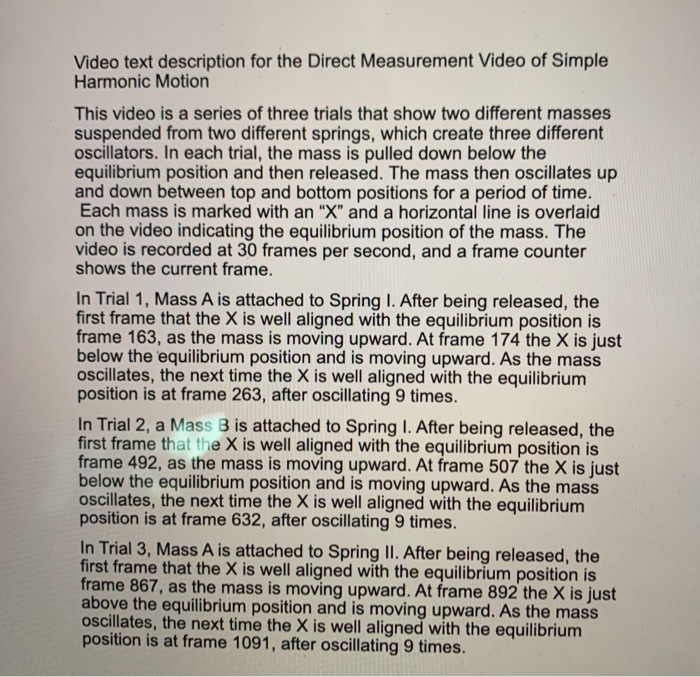 Solved Part G Determine the period of oscillations in Trial