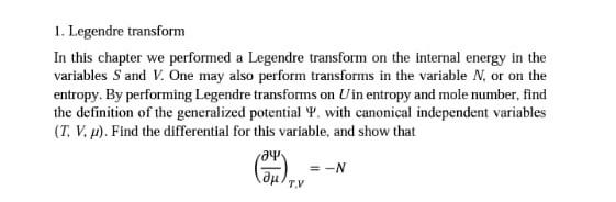 Solved 1. Legendre transform In this chapter we performed a | Chegg.com