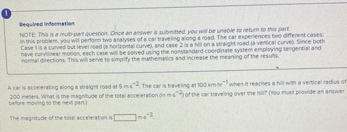 Solved Required Information NOTE: This is a multi-part | Chegg.com