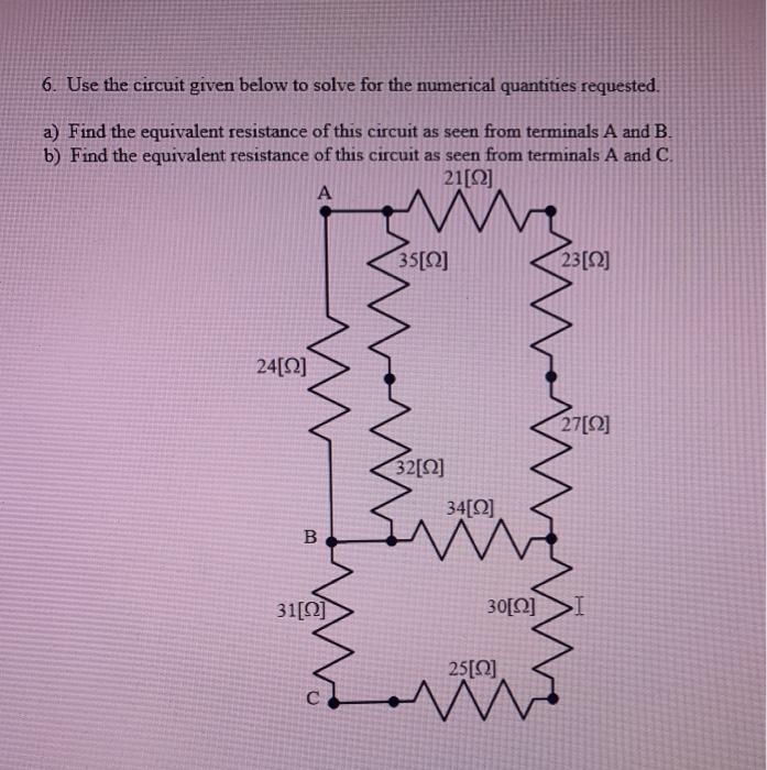 Solved 6. Use the circuit given below to solve for the | Chegg.com