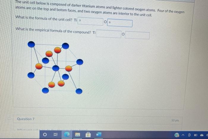 Solved The unit cell below is composed of darker titanium | Chegg.com