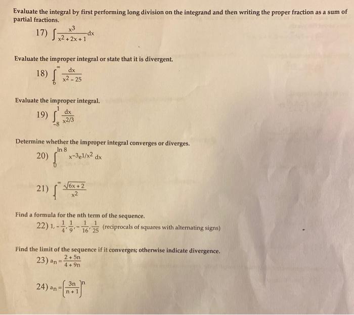 Solved Evaluate the integral by first performing long | Chegg.com