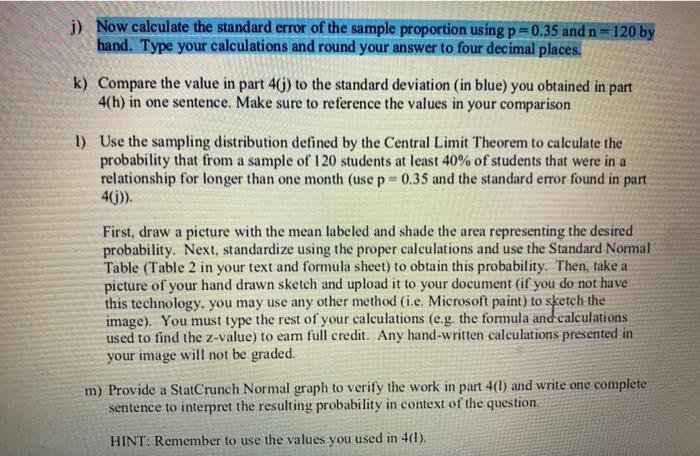Solved j) Now calculate the standard error of the sample | Chegg.com