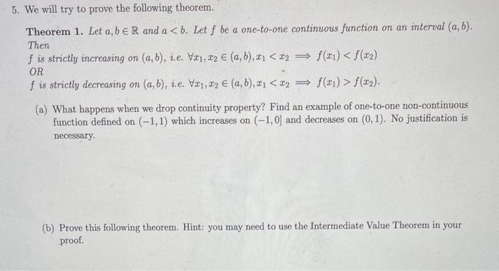 Solved We Will Try To Prove The Following Theorem. Theorem | Chegg.com