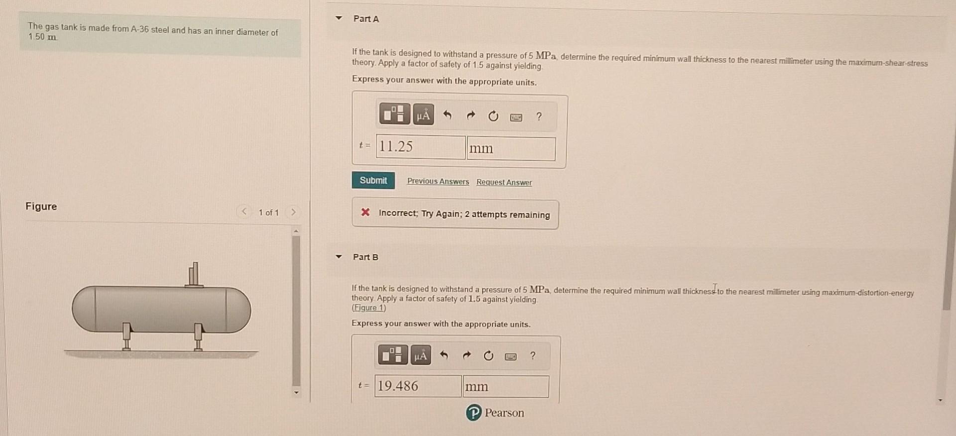 Solved The gas tank is made from A36 steel and has an inner