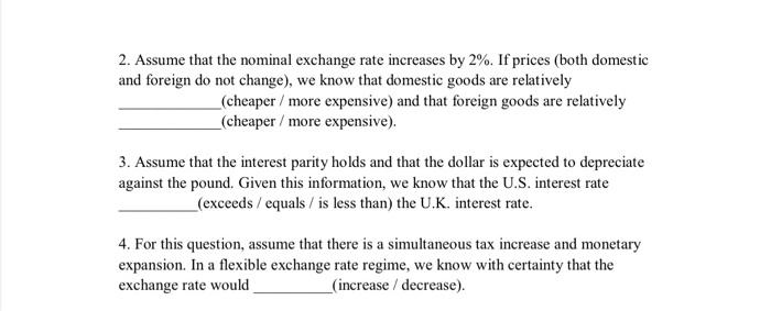 Solved II. Short Answer Questions 1. If the exchange rate | Chegg.com