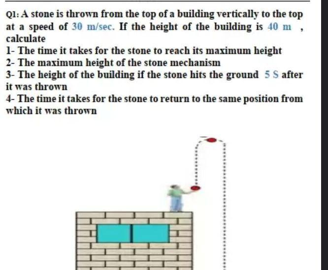 Solved Q1: A stone is thrown from the top of a building | Chegg.com