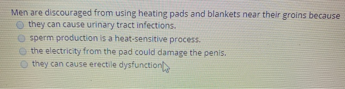 Solved Men are discouraged from using heating pads and Chegg