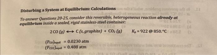 Disturbing a System at Equilibrium: Calculations To | Chegg.com