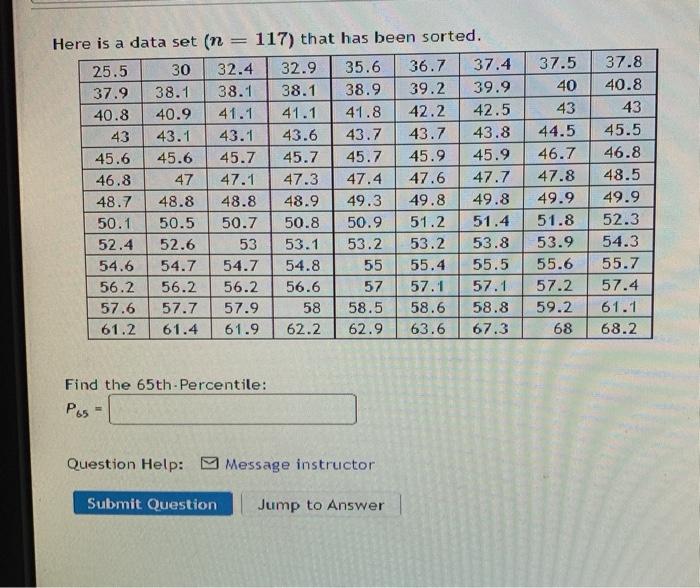 Solved Here Is A Data Set (n = 117) That Has Been Sorted. | Chegg.com