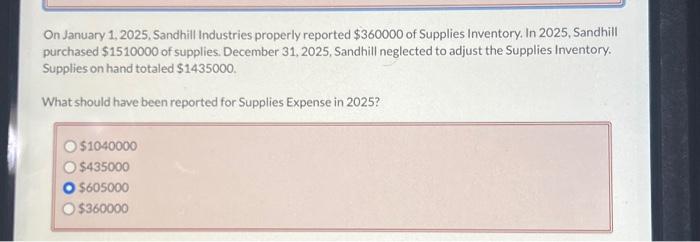 Solved On January 1, 2025, Sandhill Industries Properly | Chegg.com