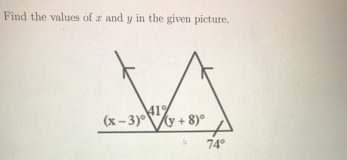 Solved Find the values of x and y in the given picture. | Chegg.com