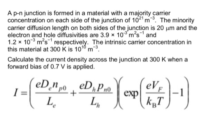 Solved Using The Ideal Diode Equation I Was Able To Chegg Com