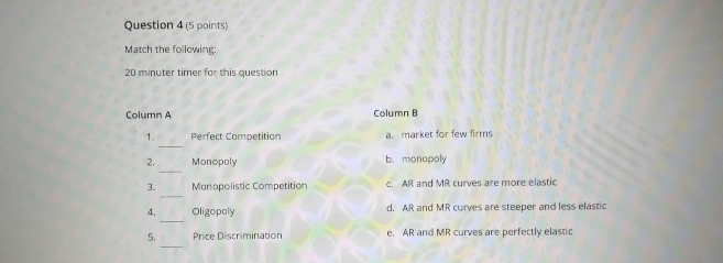 Solved Question 4 5 ﻿pointsmatch The Following20 ﻿minuter 9039