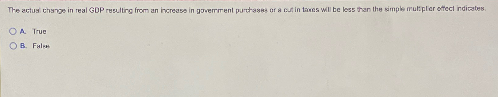 Solved The actual change in real GDP resulting from an | Chegg.com