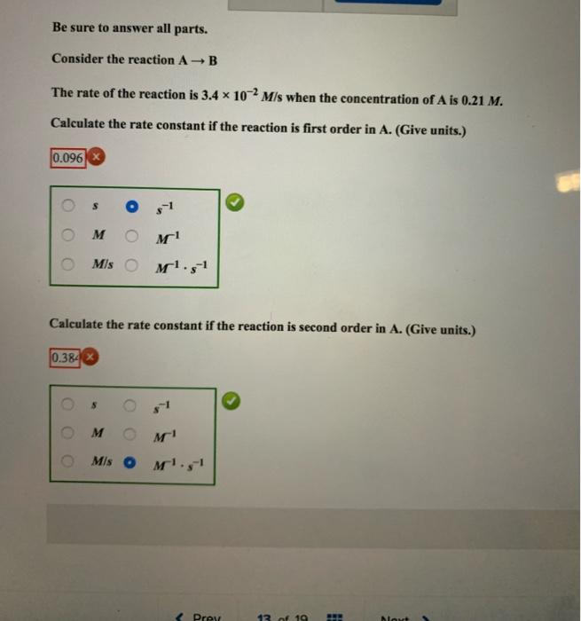 Solved Be sure to answer all parts. Consider the reaction A | Chegg.com